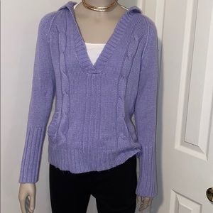 Lilac Ribbed Hooded Sweater